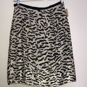 Adrienne Vittadini Black and Cream Sequin Pencil Skirt